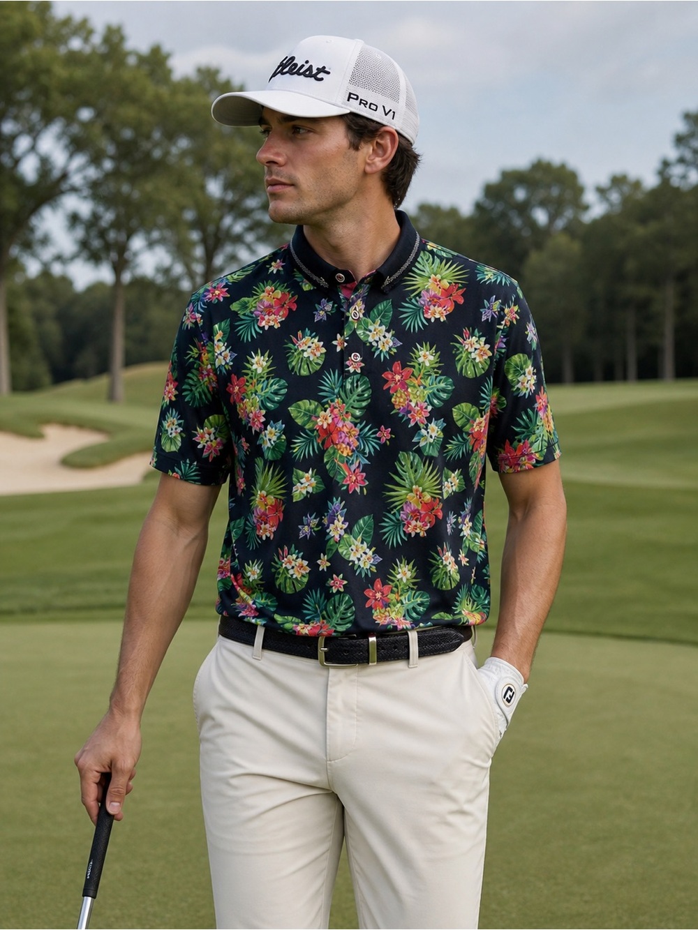 Thomson & Richards Tropical Polo Men XL Golfcore Hawaiian Print Maximalist Color